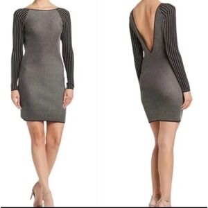 NEW Reiss Metallic Knit‎ Bodycon Dress Womeny Large Backless Party Y2K Black